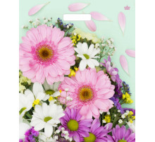 Пакет с вырубной ручкой 38*45 =60 Нежные герберы ВД Глянец  прор (50/500) №16
