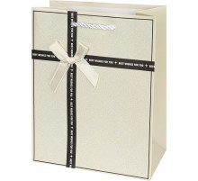 Dream cards Пакет подарочный с мат. лам. и бантом  18*23*10 см (М), Пожелания, белый ППК-2202