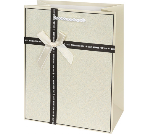 Dream cards Пакет подарочный с мат. лам. и бантом  18*23*10 см (М), Пожелания, белый ППК-2202