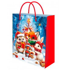 Пр.п.Optima Пакет подарочный с глянц.лам. 18х23х8 см (M) Лесные друзья, 128г ППК-2316