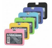 Бейдж горизонтальный ErichKrause силиконовый, размер вставки 85х54, ассорти, в пакете