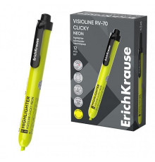 Текстмаркер автоматический ErichKrause Visioline RV-70 Clicky Neon, цвет чернил желтый 65578