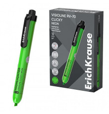 Текстмаркер автоматический ErichKrause Visioline RV-70 Clicky Neon, цвет чернил зеленый 65579