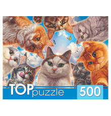 TOPpuzzle. ПАЗЛЫ 500 элементов. Необычное селфи котов (арт. Ф500-7728)