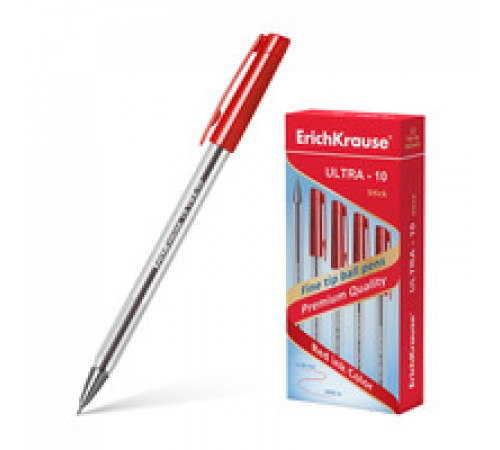 Ручка шариковая ErichKrause® ULTRA-10, цвет чернил красный (в коробке по 12 шт.)