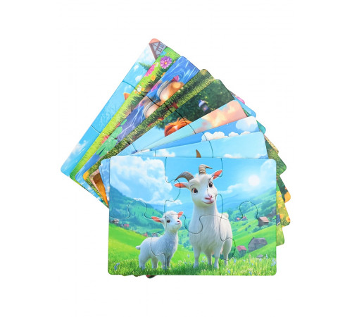 Пр.п.ПАЗЛЫ 9 в 1 (54 детали, поле 15х10,5 см) ДОМАШНИЕ ЖИВОТНЫЕ (арт. П54-8236)