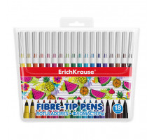 Фломастеры Erichkrause Washable 18 цветов (в футляре с европодвесом 18 шт)53365