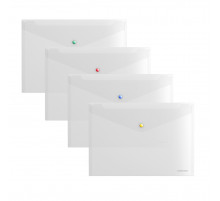 Папка-конверт на кнопке пластиковая ErichKrause Glossy Clear с цветной кнопкой, A4, прозрачный  50205