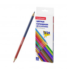 Цветные карандаши трехгранные двусторонние ErichKrause®  Basic, 12 шт  Bicolor 24 цвета