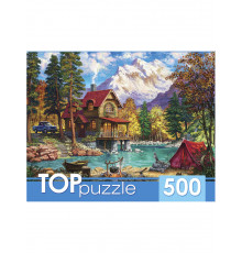 Пр.п.TOPpuzzle. ПАЗЛЫ 500 элементов. ХТП500-6819 Домик у озера в горах