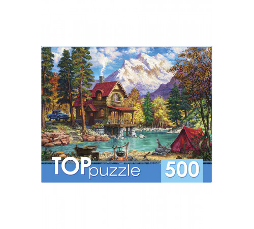 Пр.п.TOPpuzzle. ПАЗЛЫ 500 элементов. ХТП500-6819 Домик у озера в горах