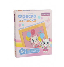 Фреска из цветного песка Котёнок с шариками, 17 х 17 см С1906