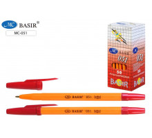 Шариковая ручка: жёлтый корпус, с красным колпачко 051/крас./