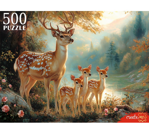 ПАЗЛЫ 500 элементов. ОЛЕНИ У ОЗЕРА (арт.П500-7619)