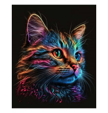 Холст с красками 30х40 см по номерам (в коробке) (30цв.) Цветной котик (арт. Х-7099)
