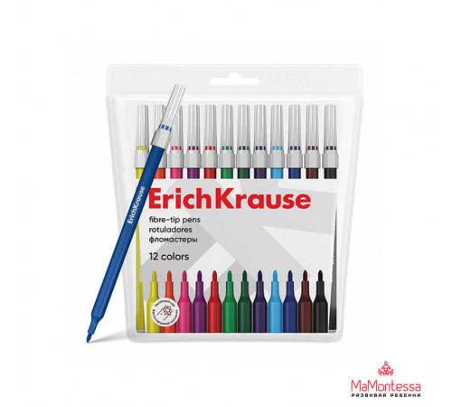 Фломастеры ErichKrause light 12 цветов (в футляре с европодвесом 12 шт).61828