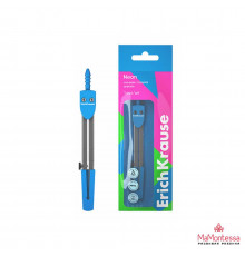 Циркуль металлический ErichKrause Neon, 120мм, флоупак, голубой.61280