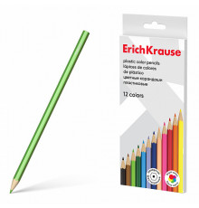Цветные карандаши пластиковые ErichKrause шестигранные 12 цветов (в коробке с европодвесом 12 шт)53361