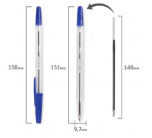 Ручка шариковая BRAUBERG Line, СИНЯЯ, корпус прозрачный, узел 1мм, линия письма 0,5мм, 141097
