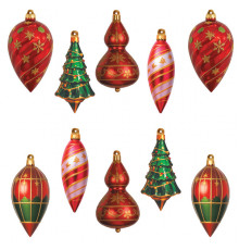 Сф.КМ-17703 Комплект украшений со скотчем. Новогодние игрушки (10 шт.: 5 видов по 2 шт.)