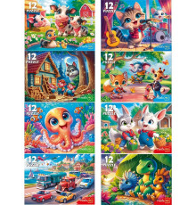Пр.п.МИКС. ПАЗЛЫ 12 элементов. МИЛЫЕ ИСТОРИИ №2 (8 шт в шоубоксе) (арт.П12-7643)