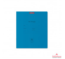 Тетрадь школьная ученическая ErichKrause Классика Neon голубая, 12 листов, клетка  (в плёнке по 10 штук),56288