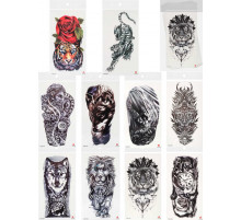 Татуировка-наклейка (11,4х21см) Животные ч/б и цвет микс 2 ( Арт. ТА-1766), кратно 10, цена за едини