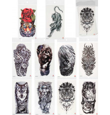 Татуировка-наклейка (11,4х21см) Животные ч/б и цвет микс 2 ( Арт. ТА-1766), кратно 10, цена за едини
