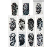 Татуировка-наклейка (11,4х21см) Животные ч/б микс 1 ( Арт. ТА-1758), кратно 10, цена за единицу