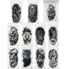 Татуировка-наклейка (11,4х21см) Животные ч/б микс 1 ( Арт. ТА-1758), кратно 10, цена за единицу