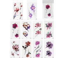 Татуировка-наклейка (11,4х21см) Цветочный микс ( Арт. ТА-1763), кратно 10, цена за единицу