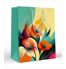 Пакет подарочный (L) цветы на бирюзовом 15.11.01967