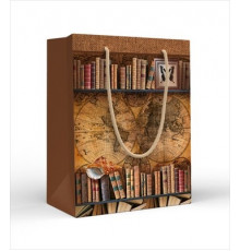 Пакет подарочный (M) Книги и карта мира 15.25.02245