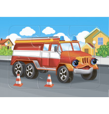 Пазл на планшете. Пожарная машина