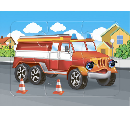 Пазл на планшете. Пожарная машина