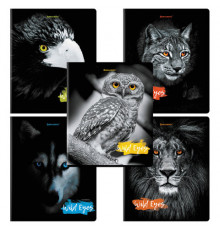 Тетрадь А5 48л. BRAUBERG скоба, клетка, выборочный лак, Wild eyes (микс в спайке), 404343