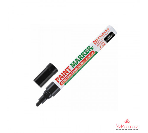 Маркер-краска лаковый (paint marker) 4 мм, Черный, Без запаха, BRAUBERG PROFESSIONAL