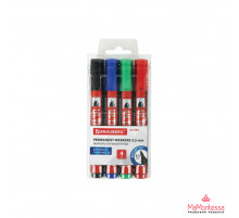Маркеры перманентные BRAUBERG ULTRA MARKER, Набор 4 цвета, круглый наконечник 3,5 мм.