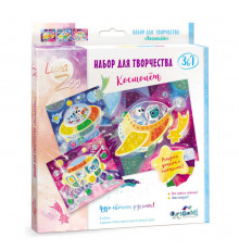 Веселые истории. Набор для творчества 3в1. Космолет. 3 картинки, фольга, блестки. арт. 05625