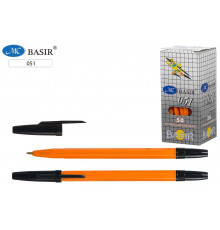 Шариковая ручка: жёлтый корпус, с черным колпачком, цвет чернил-черный