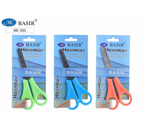 Ножницы-линейка: пластиковые ручки, лезвие с линейкой, длина ножниц 13 см, лезвие 6,0 см