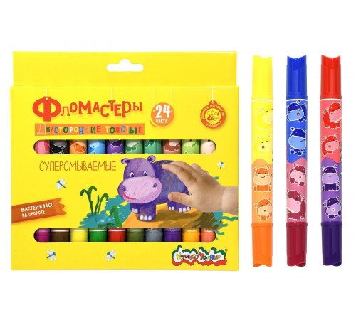Фарм.Фломастеры Каляка-Маляка утолщенные классические 24 цв. кругл. корп. суперсмываемые карт. упак. ФТДКМ24