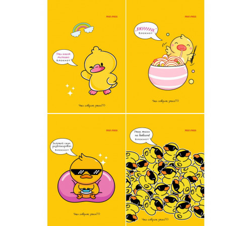 БЛОКНОТ А6 40л. на гребне КРУТОЙ УТЁНОК (Б40-5735) ассорти, цвет.мелов.обл, офсет, клетка