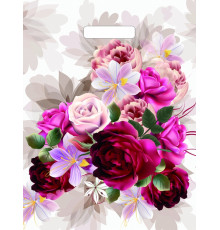 Пакет 31*40 =60 Пионы на бежевом ВД Глянец прор (50-500) №16