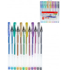 Набор ручек гелевых 12шт,12цв металлик METALLIC (НР-4740),в пластик.блистере,с подвесом,кр12 НР-4740