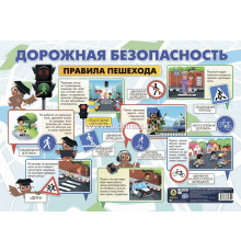 Тематический плакат. Дорожная безопасность. Правила пешехода: Формат А2 КПЛ-310