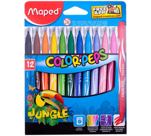 MAPED.Набор.фломастер.12цв JUNGLE.