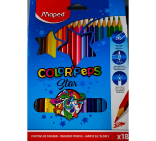 MAPED. Набор цветных карандашей. COLORPEPS 18 цветов.