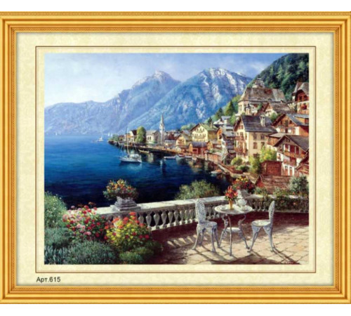 Набор для вышивания бисером (27x35, канва с рисунком) Летняя набережная (арт.615) Набор для вышивания бисером (27x35, канва с рисунком) Летняя набережная (арт.615)
