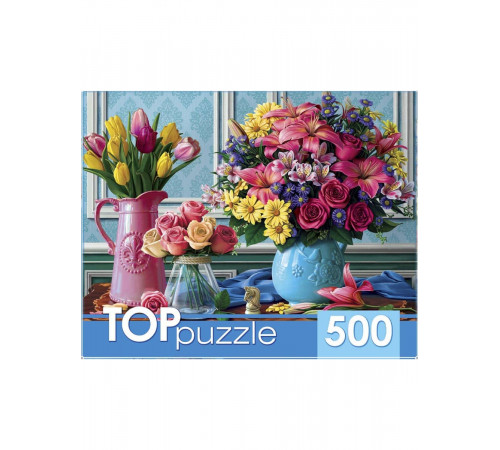 TOPpuzzle. ПАЗЛЫ 500 элементов. ВАЗЫ С ЯРКИМИ ЦВЕТАМИ ХТП500-4234